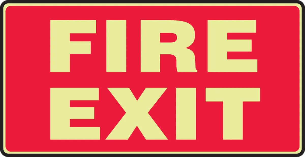 AccuformNMC MLEX566 Glow-In-The-Dark Safety Sign, Fire Exit, 7" H x 14" W