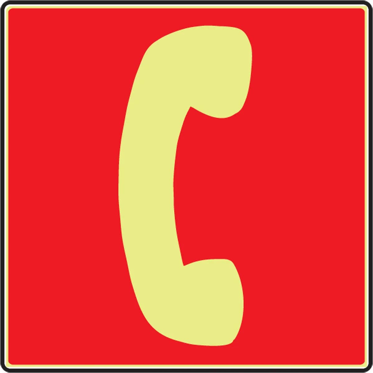 AccuformNMC MLFE505 Glow-In-The-Dark Safety Sign, (Emergency Phone), 8" x 8"