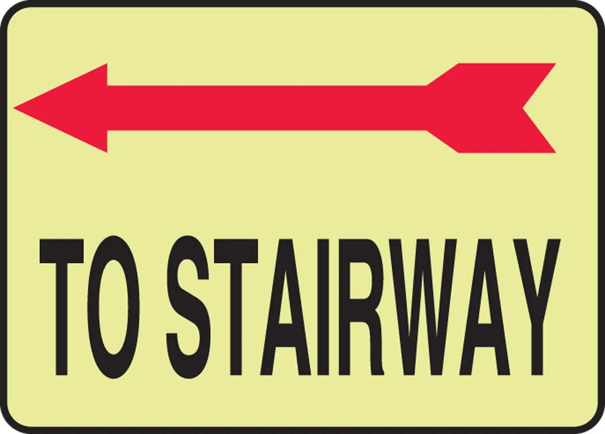 AccuformNMC MLFE51 Glow-In-The-Dark Safety Sign, To Stairway