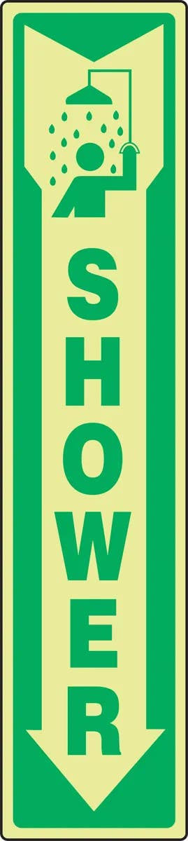 AccuformNMC MLFS520 Glow-In-The-Dark Safety Sign, Shower, 18" H x 4" W