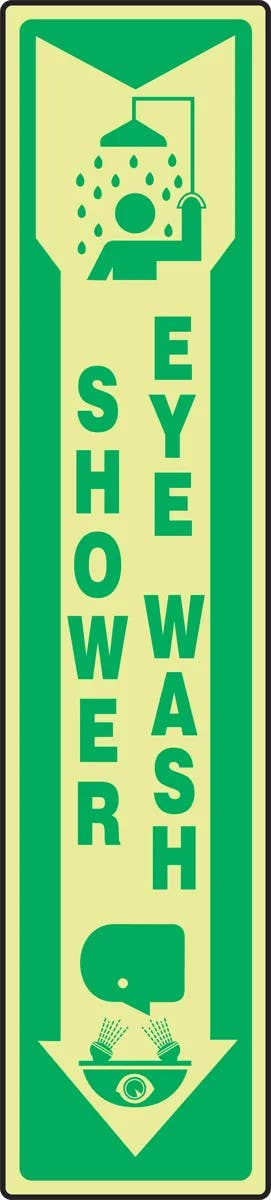 AccuformNMC MLFS524 Lumi-Glow, Safety Sign, Shower, Eye Wash, 18" H x 4" W