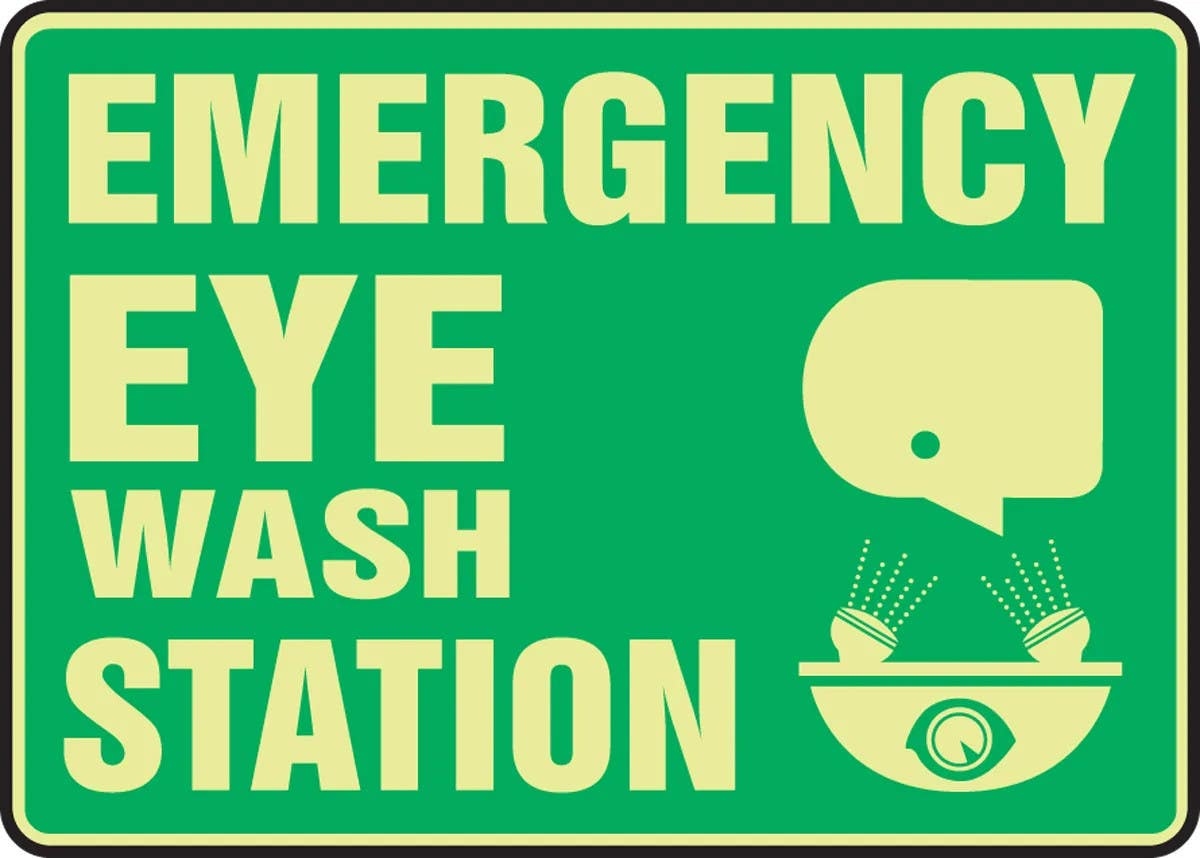 AccuformNMC MLFS560 Lumi-Glow, Safety Sign, Emergency Eye Wash Station, 10" H x 14" W