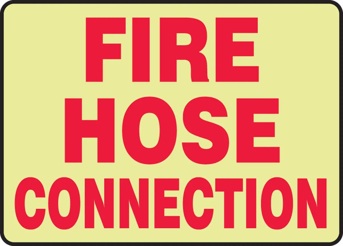 AccuformNMC MLFX512 Glow-In-The-Dark Safety Sign, Fire Hose Connection, 10" H x 14" W