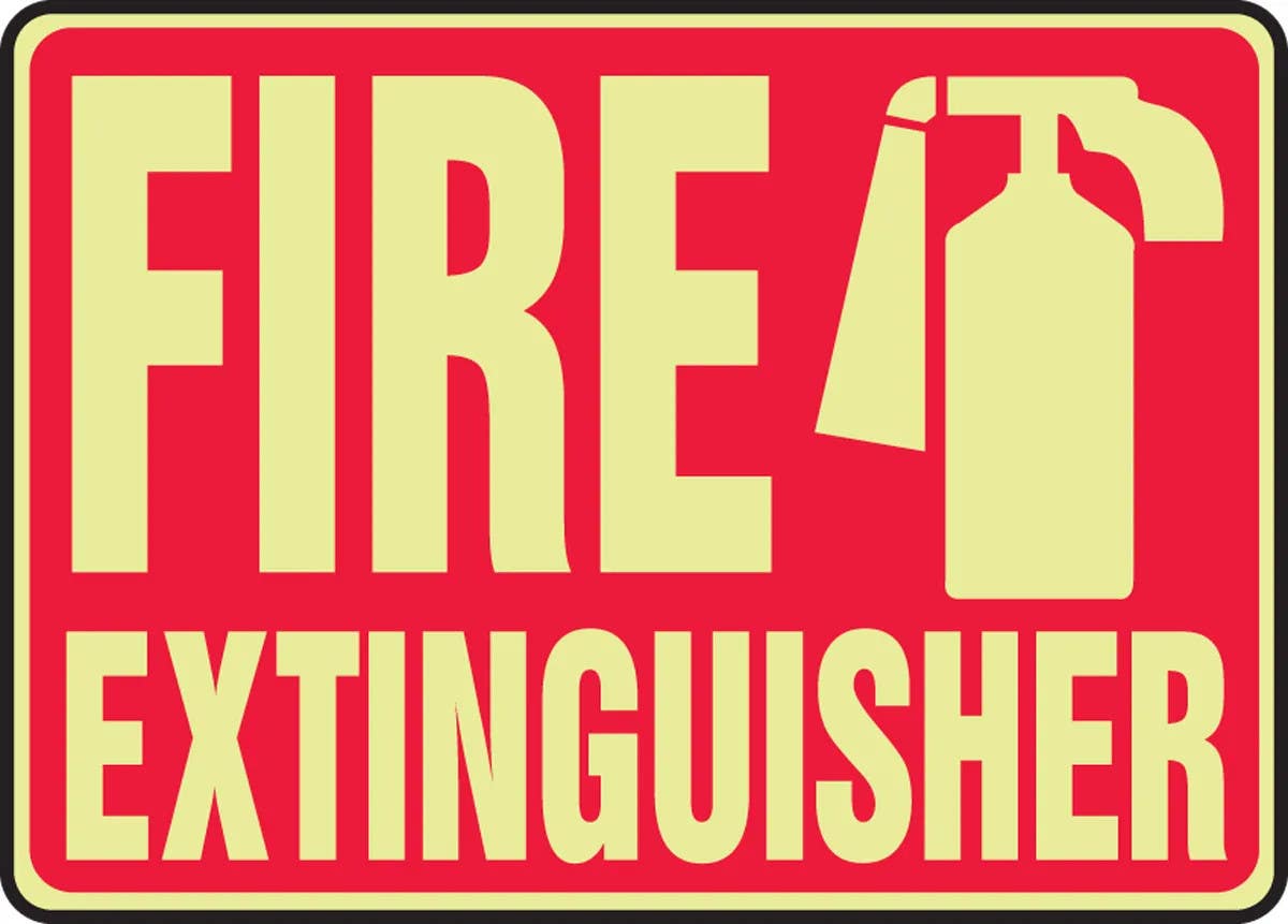 AccuformNMC MLFX516 Glow-In-The-Dark Safety Sign, Fire Extinguisher, 10" H x 14" W