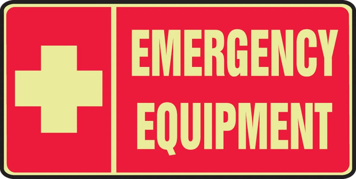 AccuformNMC MLFX531 Glow-In-The-Dark Safety Sign, Emergency Equipment, 7" H x 14" W