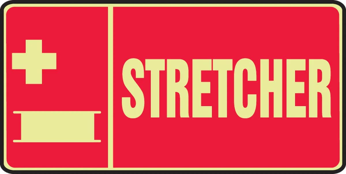 AccuformNMC MLFX533 Glow-In-The-Dark Safety Sign, Stretcher, 7" H x 14" W