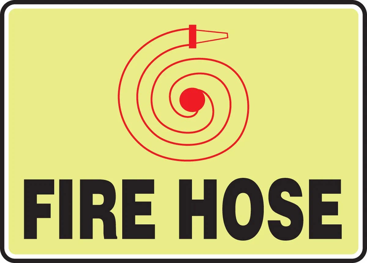 AccuformNMC MLFX5 Glow Fire Safety Sign, Fire Hose