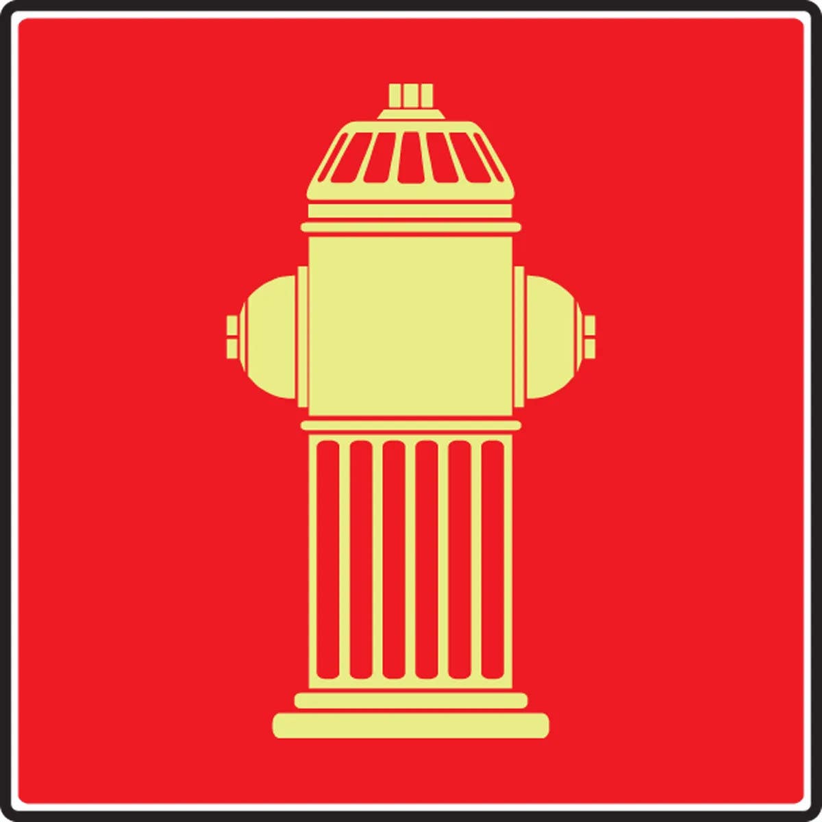 AccuformNMC MLFX554 NFPA 170 Glow-In-The-Dark Safety Sign, (Fire Hydrant), 8" x 8"