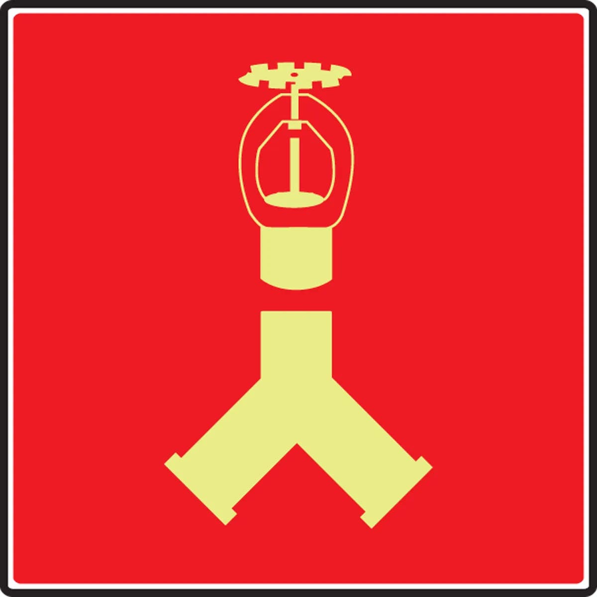 AccuformNMC MLFX559 NFPA 170 Glow-In-The-Dark Safety Sign, (Fire Department Automatic Sprinkler Connection, Siamese)