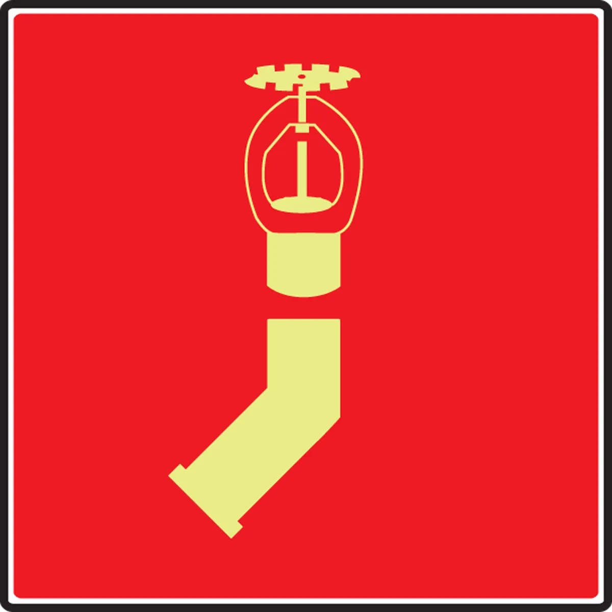 AccuformNMC MLFX561 NFPA 170 Glow-In-The-Dark Safety Sign, (Single Automatic Sprinkler Connection), 8" x 8"