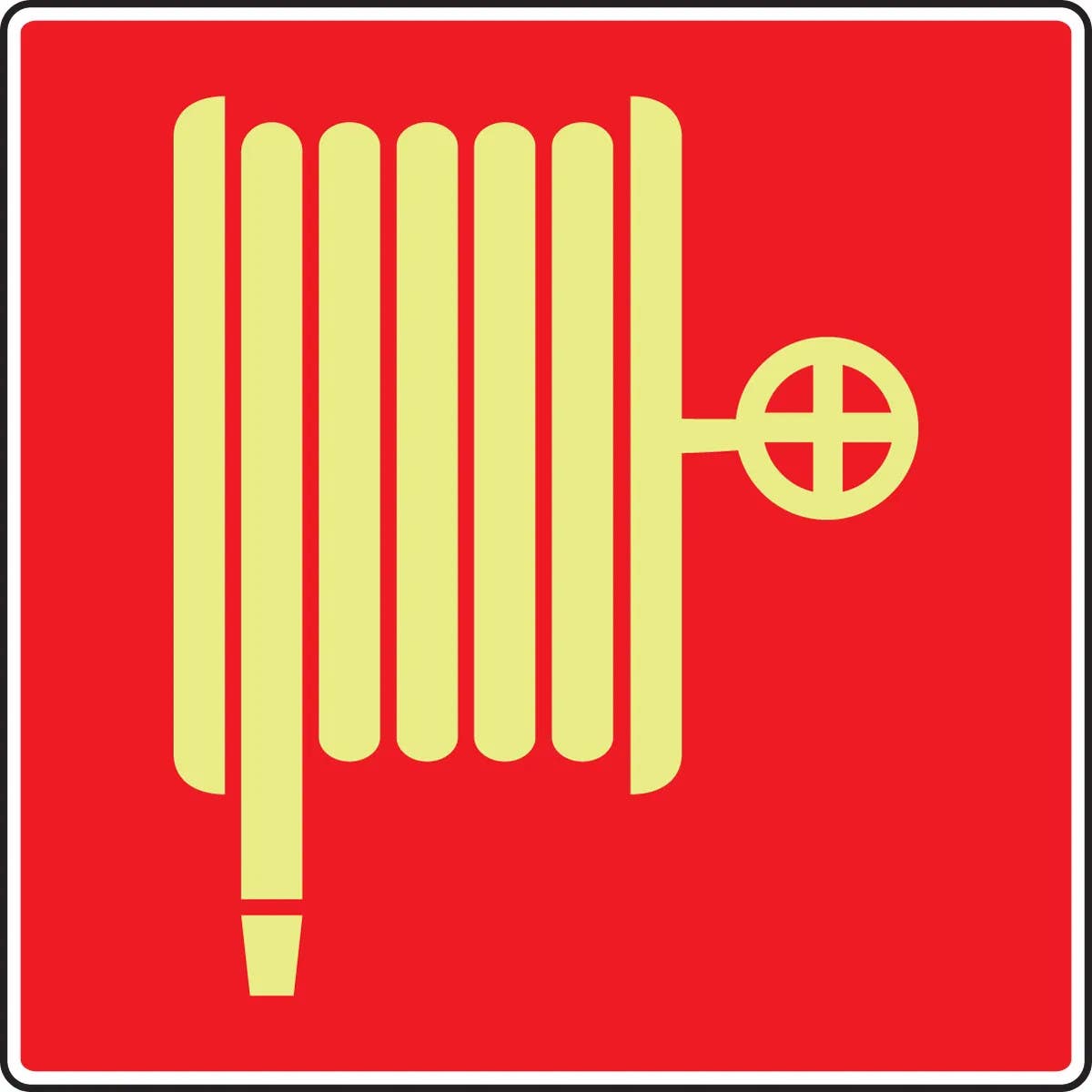 AccuformNMC MLFX562 NFPA 170 Glow-In-The-Dark Safety Sign, (Fire Hose), 8" x 8"