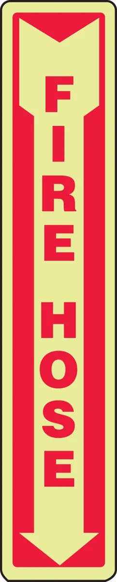 AccuformNMC MLFX5 Glow-In-The-Dark Safety Sign, Fire Hose