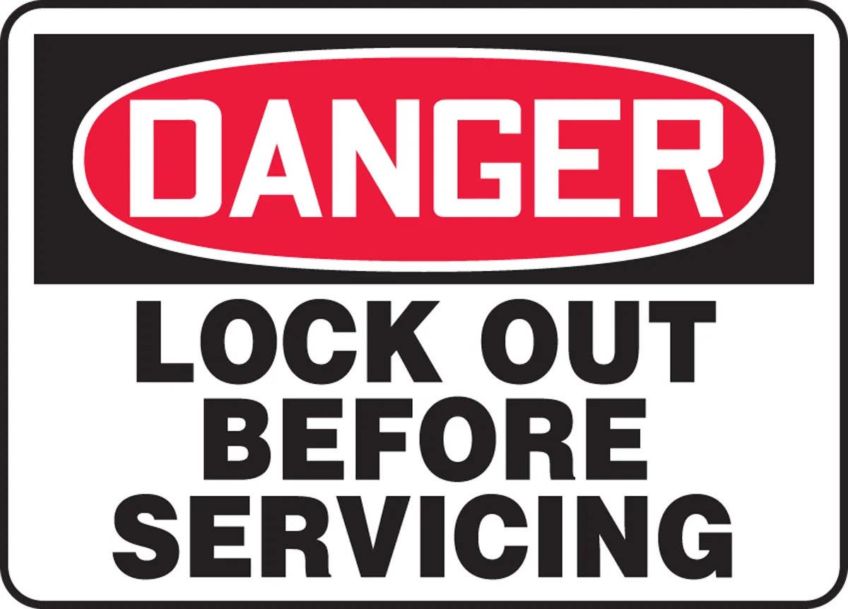 AccuformNMC MLKT OSHA Danger Safety Sign, Lock Out Before Servicing