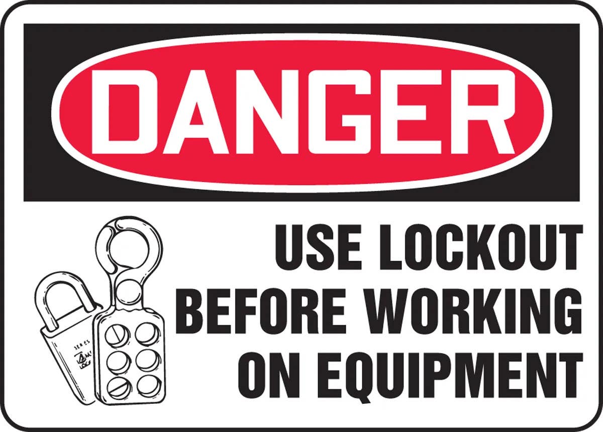 AccuformNMC MLKT0 OSHA Danger Safety Sign, Use Lockout Before Working On Equipment
