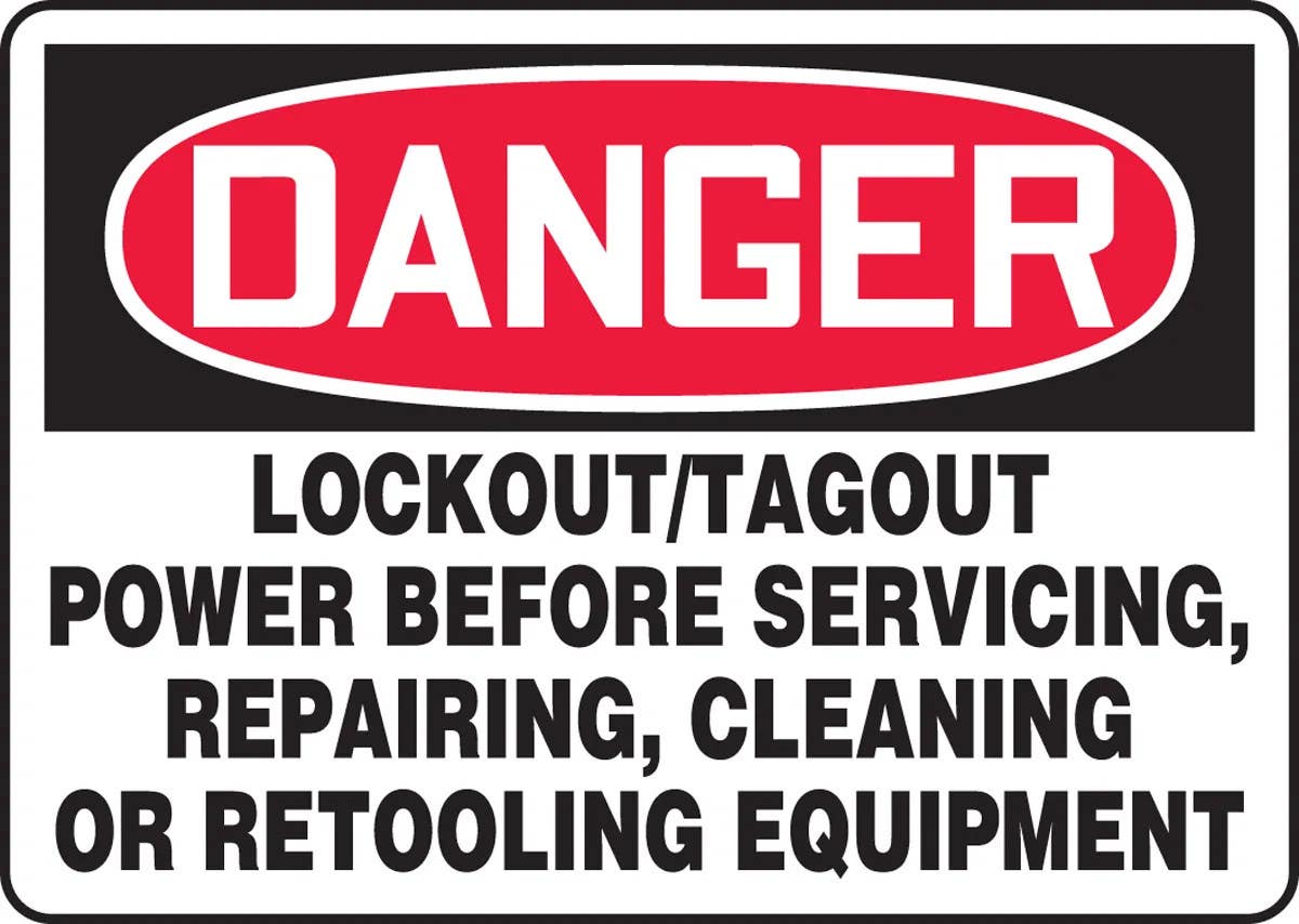 AccuformNMC MLKT2 OSHA Danger Safety Sign, Lockout/Tagout Power Before Servicing, Repairing…