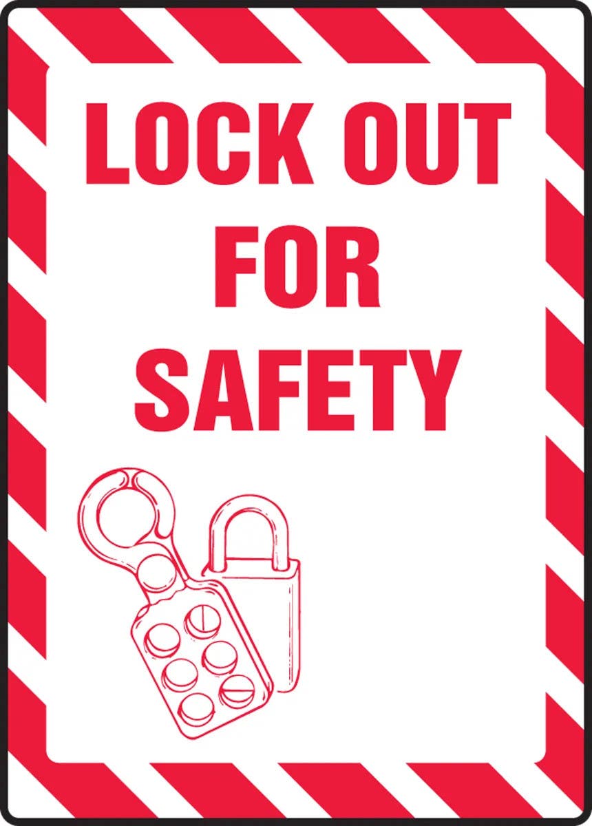 AccuformNMC MLKT504 Lockout/Tagout Sign, Lock Out For Safety, 14" H x 10" W
