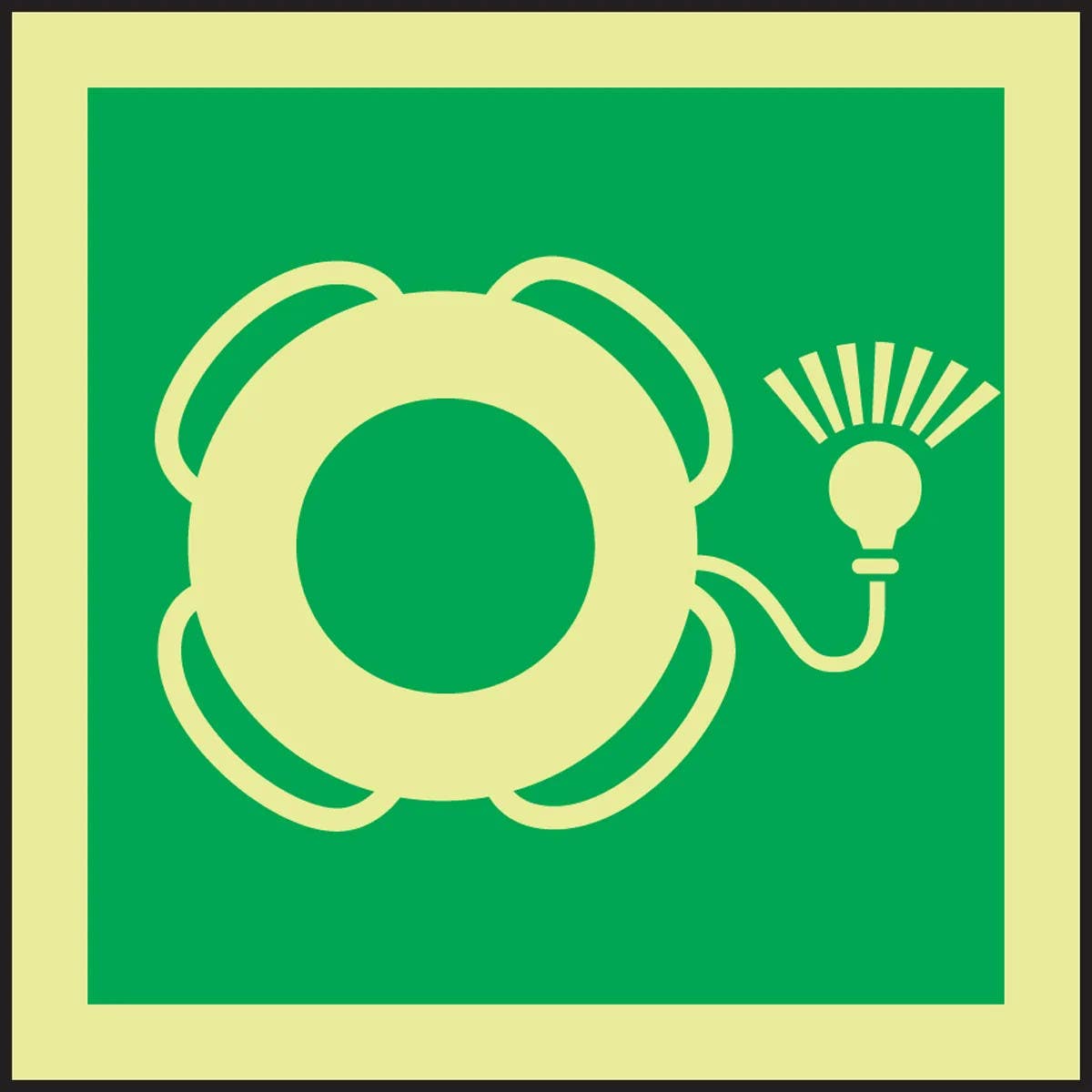 AccuformNMC MLMR116 IMO Evacuation & First Aid Sign, Life Buoy With Light, 6" x 6"