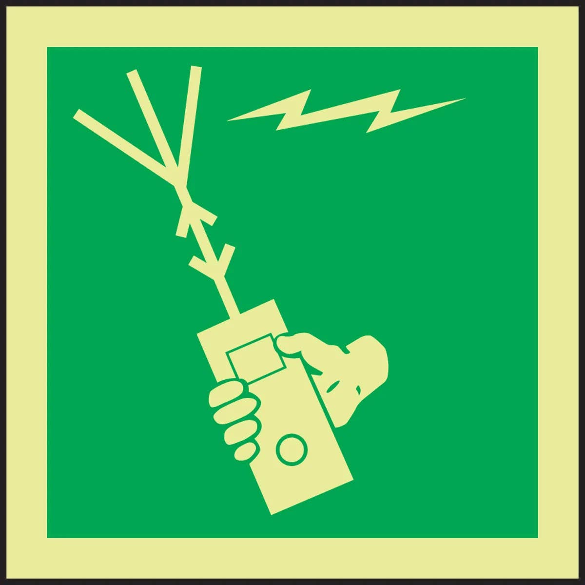 AccuformNMC MLMR126 IMO Evacuation & First Aid Sign, Survival Craft Portable Radio, 6" x 6"