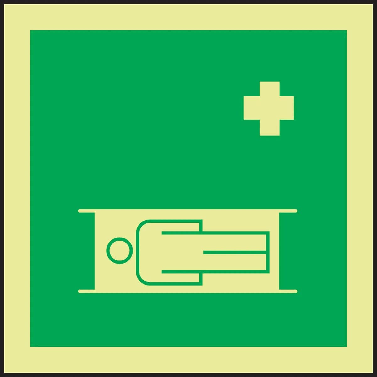 AccuformNMC MLMR147 IMO Evacuation & First Aid Sign, Stretcher, 6" x 6"