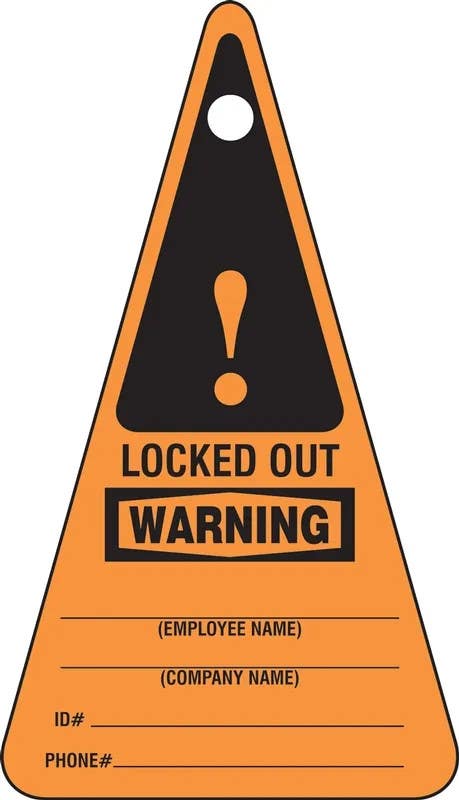 AccuformNMC MLT316 Triangle Safety Tag, Warning Locked Out, 7" H x 4" W, 5/Pk