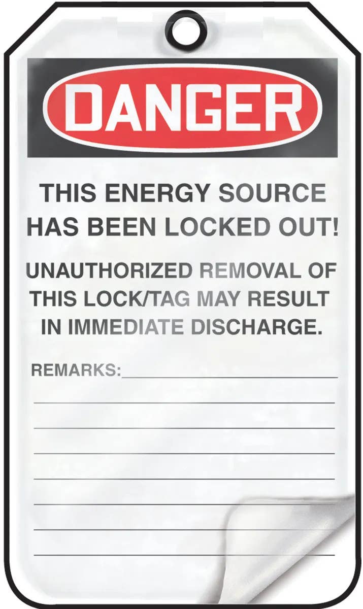 AccuformNMC MLT611 OSHA Danger Self Laminating Safety Tag, Do Not Operate Locked Out, 5-3/4" H x 3-1/4" W, 5/Pk