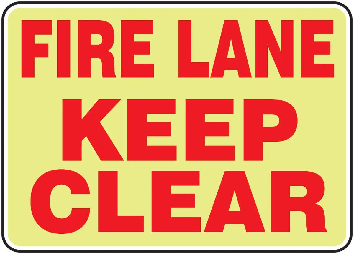 AccuformNMC MLVH50 Glow-In-The-Dark Safety Sign, Fire Lane, Keep Clear