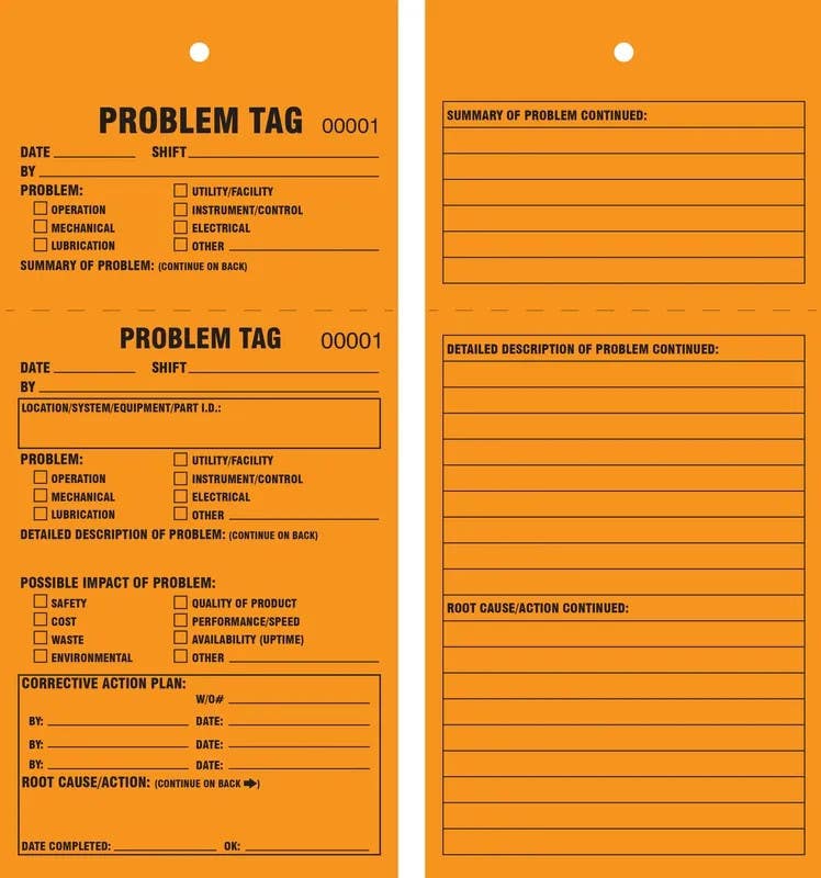 AccuformNMC MMT104FCP TPM Tag, Problem Tag, PF-Cardstock, 8-1/2" H x 3-7/8" W, 25/Pk