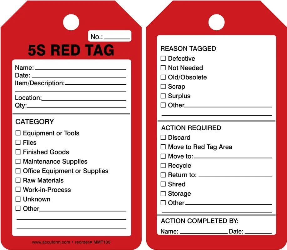 AccuformNMC MMT105 5S Red Tag, 5-3/4" H x 3-1/4" W, 5/Pk
