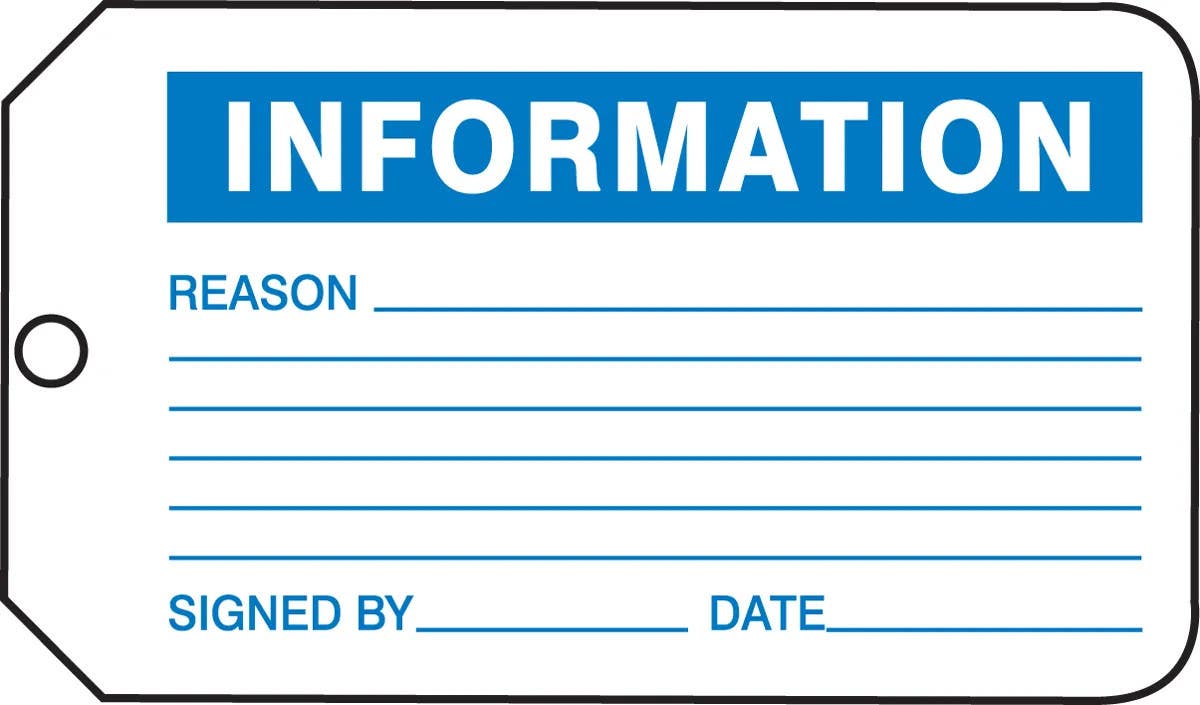 AccuformNMC MMT322 Safety Tag, Information, 5-3/4" H x 3-1/4" W, 5/Pk