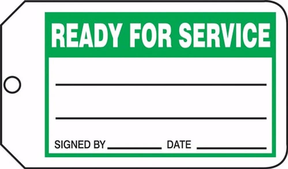 AccuformNMC MMT327 Safety Tag Ready For Service, 5-3/4" H x 3-1/4" W, 5/Pk