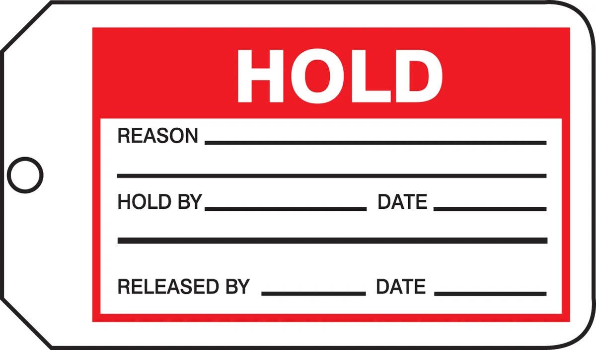 AccuformNMC MMT328 Safety Tag, Hold, 5-3/4" H x 3-1/4" W, 5/Pk