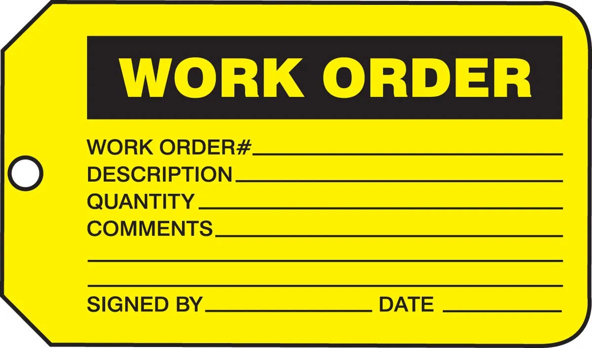 AccuformNMC MMT335 Safety Tag, Work Order, 5-3/4" H x 3-1/4" W, 5/Pk