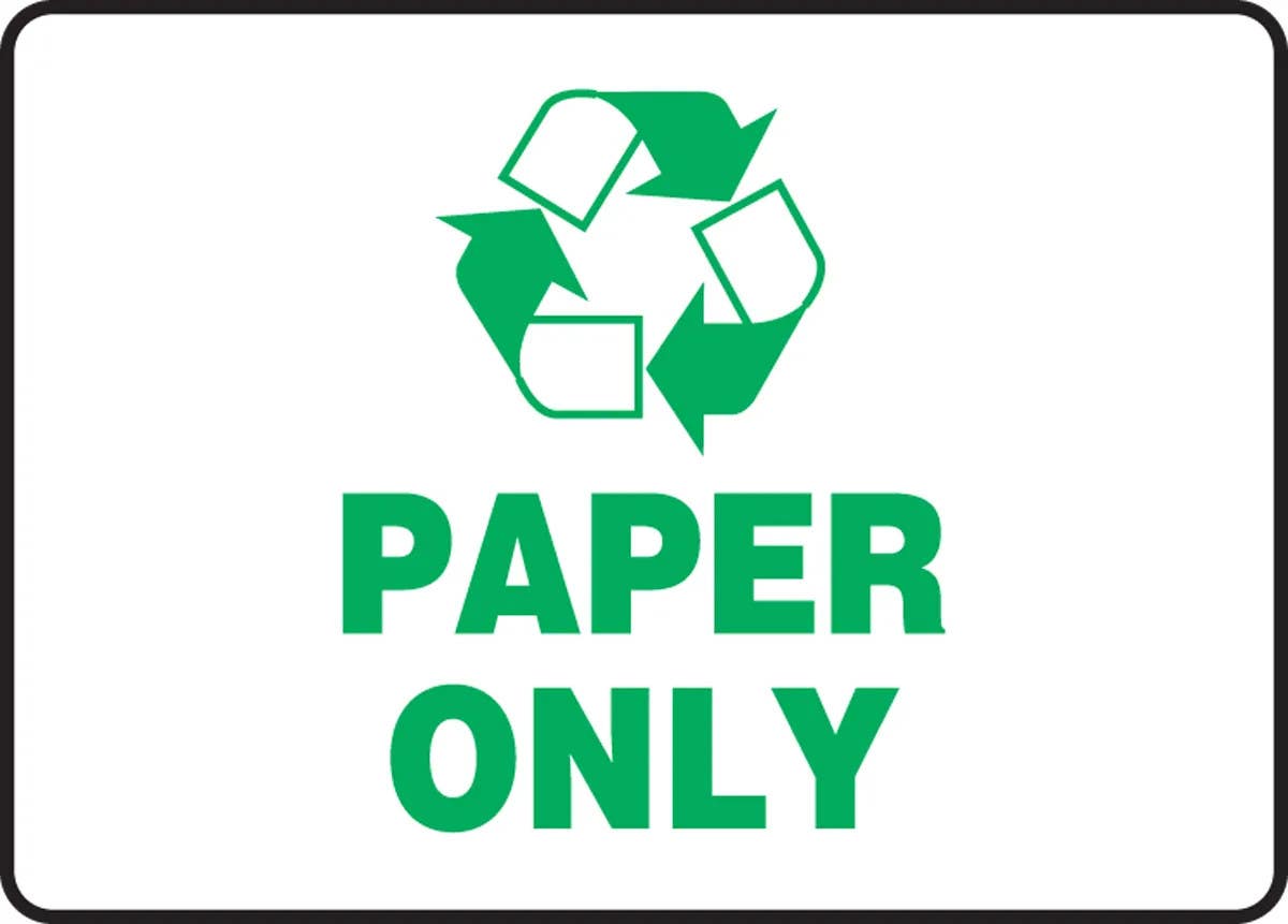 AccuformNMC MPLR5 Recycling Sign, Paper Only