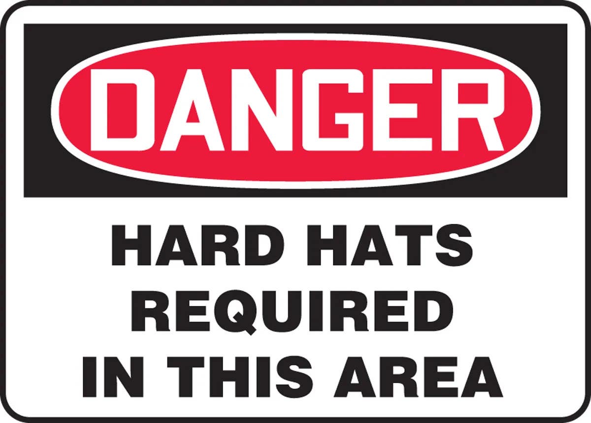AccuformNMC MPP OSHA Danger Safety Sign, Hard Hats Required In This Area