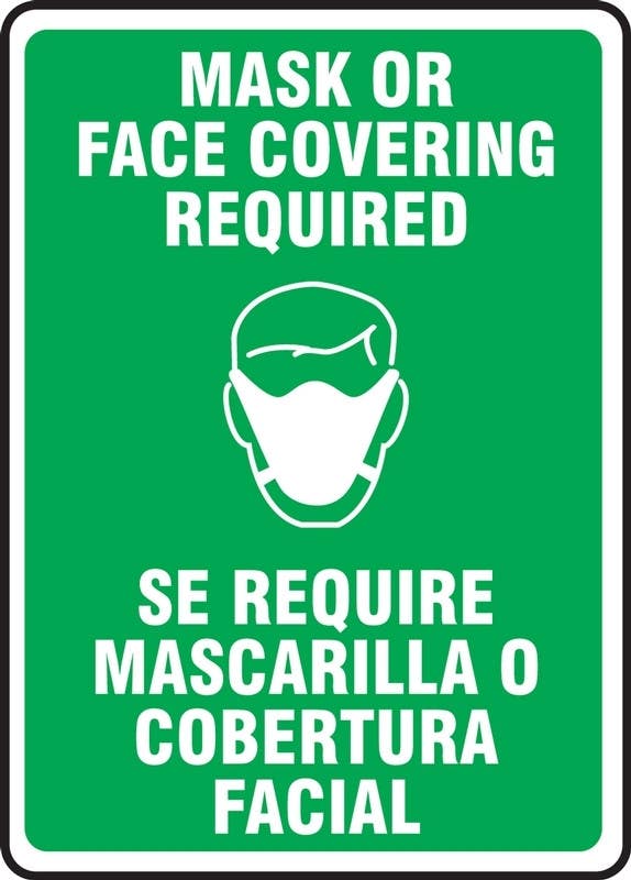 AccuformNMC MPPA50 Safety Sign, Mask Or Face Covering Required w/ Graphic
