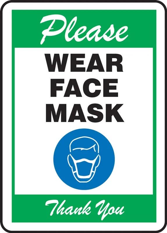 AccuformNMC MPPA510 Safety Sign, Please Wear Face Mask Thank You (Green)
