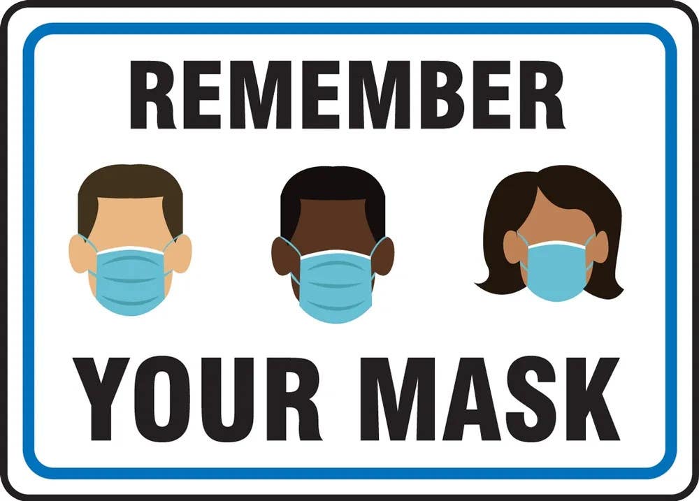 AccuformNMC MPPA52 Safety Sign, Remember Your Mask w/ Graphic