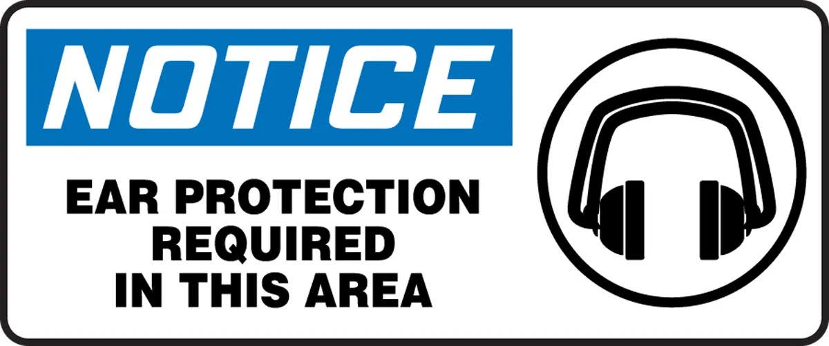 AccuformNMC MPPA811 OSHA Notice Safety Sign, Ear Protection Required In This Area, 7" H x 17" W