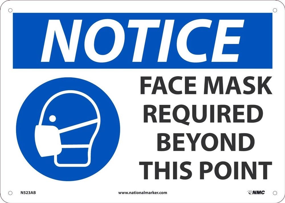 AccuformNMC MPPA837 OSHA Notice Safety Sign, Face Mask Required Beyond This Point, 10" H x 14" W
