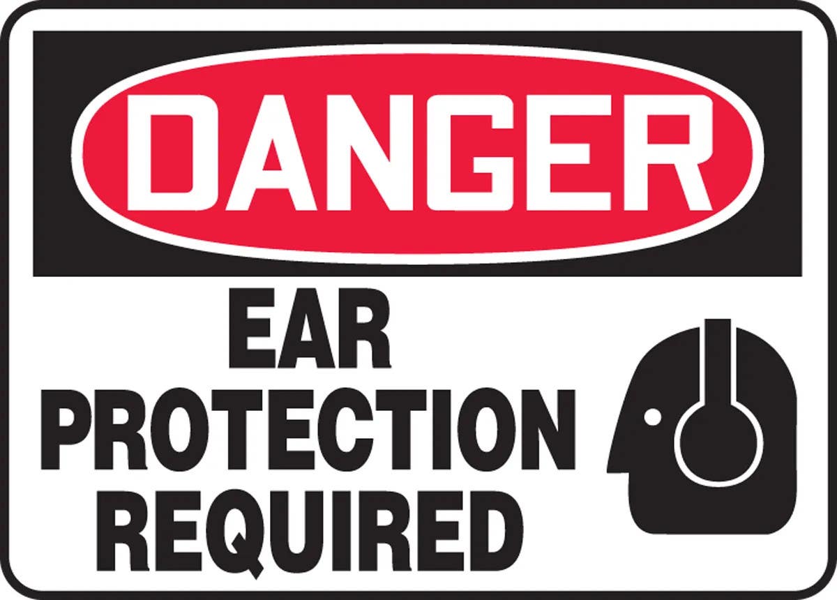 AccuformNMC MPPE03 OSHA Danger Safety Sign, Ear Protection Required