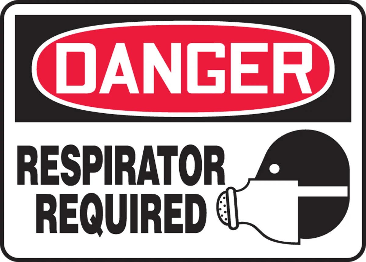 AccuformNMC MPPE041 OSHA Danger Safety Sign, Respirator Required, 7" H x 10" W