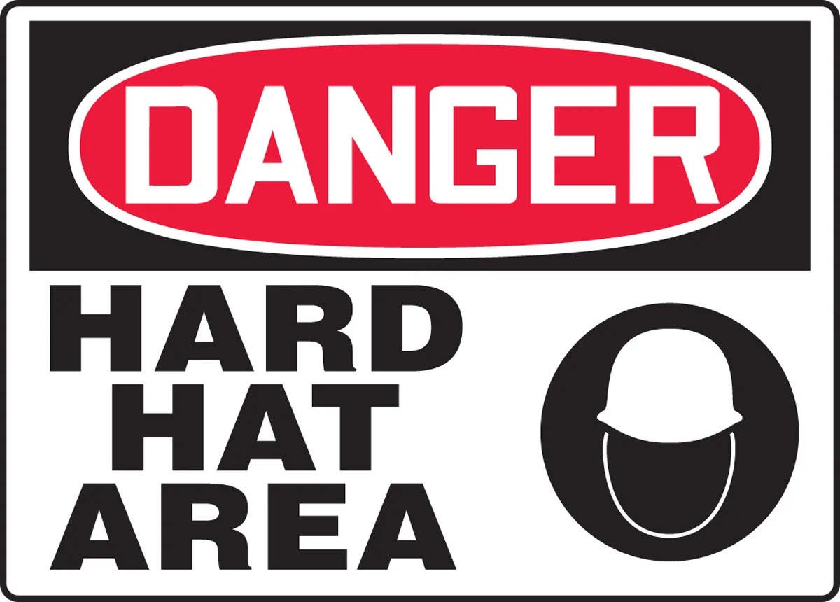 AccuformNMC MPPE06 OSHA Danger Safety Sign, Hard Hat Area