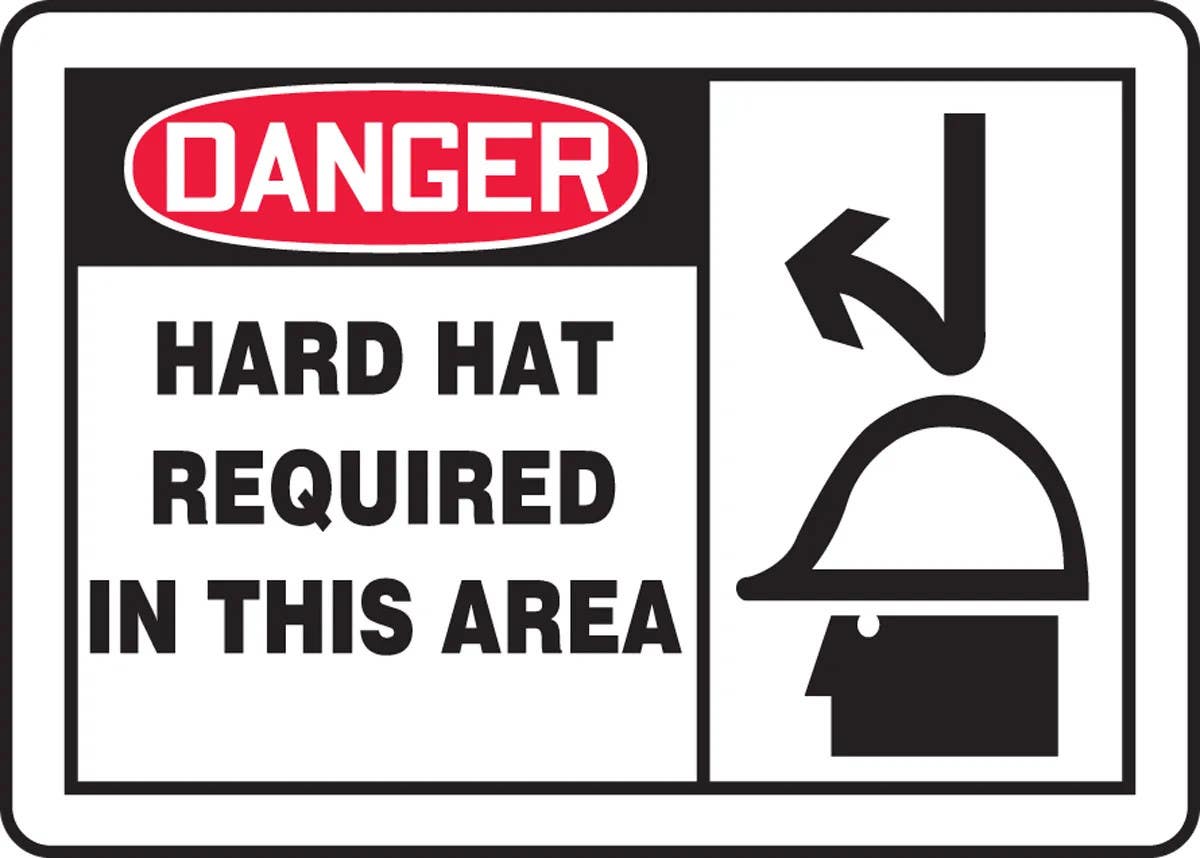 AccuformNMC MPPE07 OSHA Danger Safety Sign, Hard Hat Required In This Area