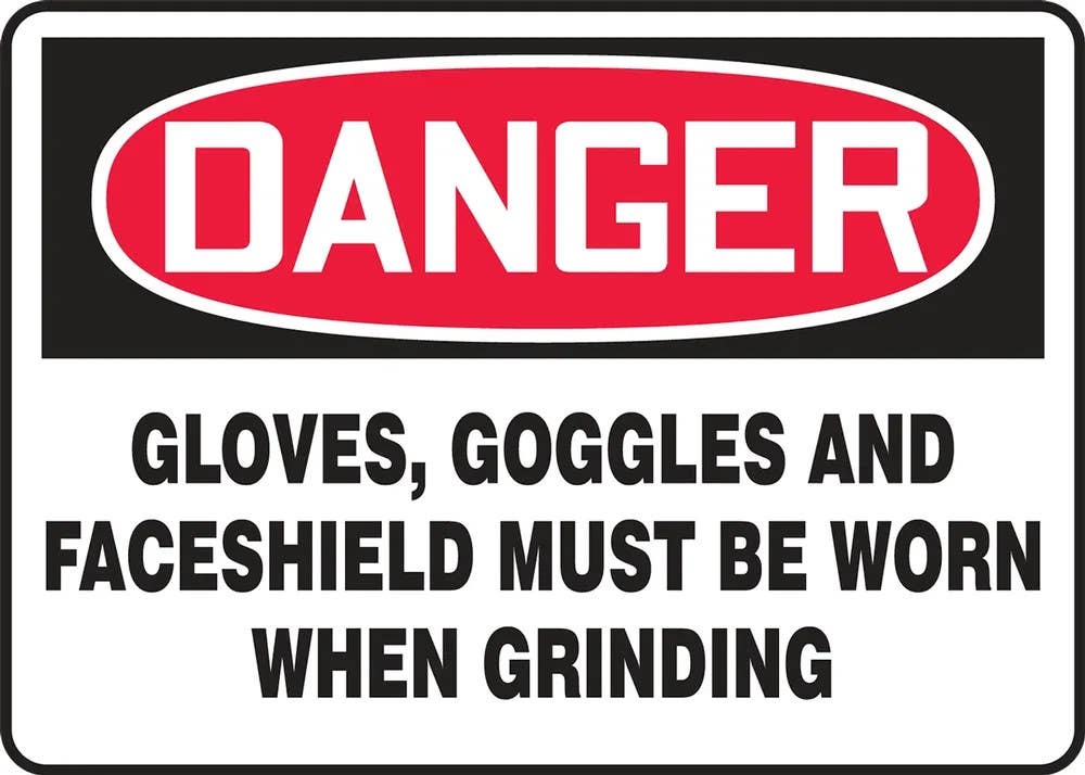 AccuformNMC MPPE092 OSHA Danger Safety Sign, Gloves, Goggles And Faceshield Must Be Worn..., 10" H x 14" W