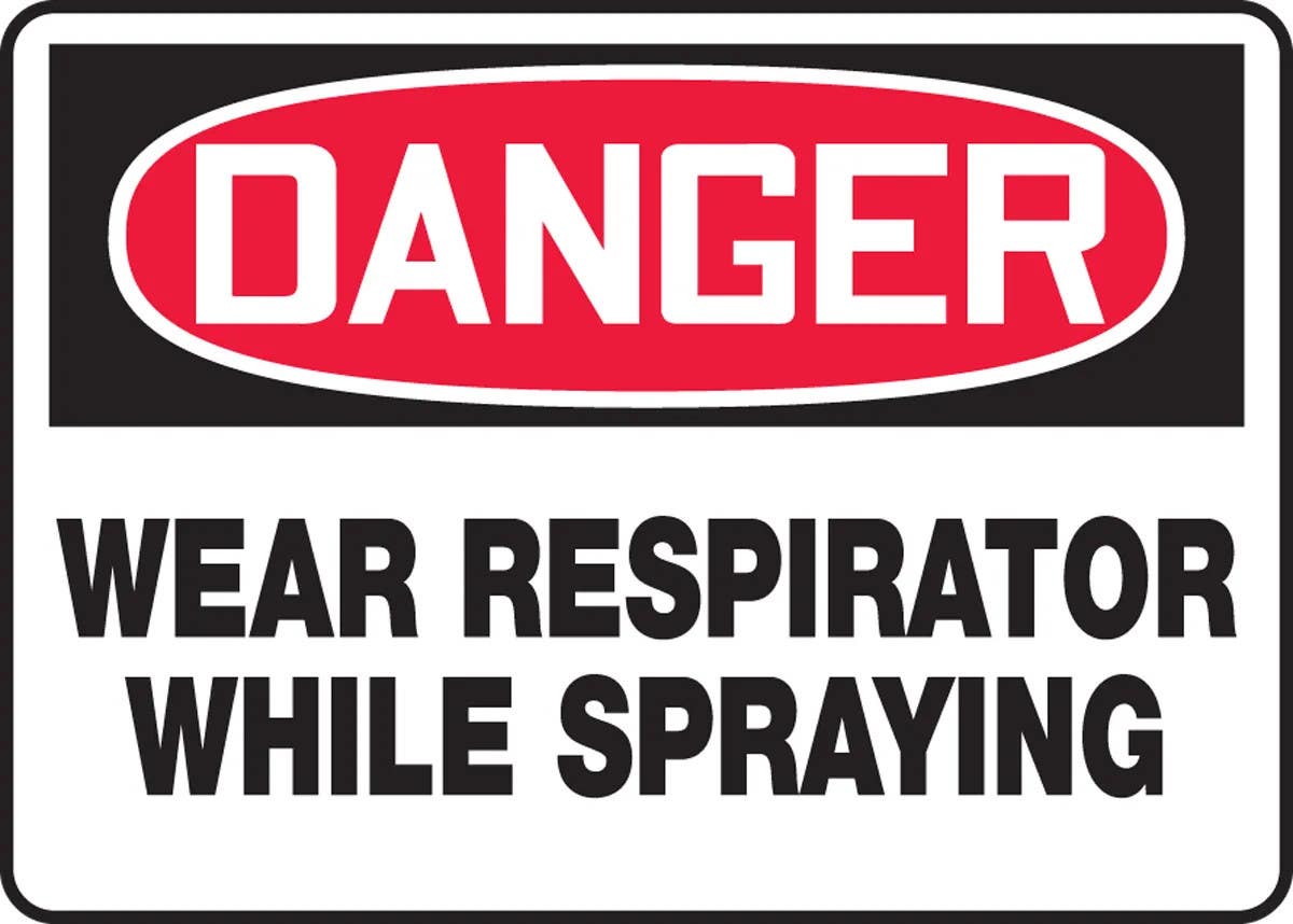 AccuformNMC MPPE104 OSHA Danger Safety Sign, Wear Respirator While Spraying, 10" H x 14" W