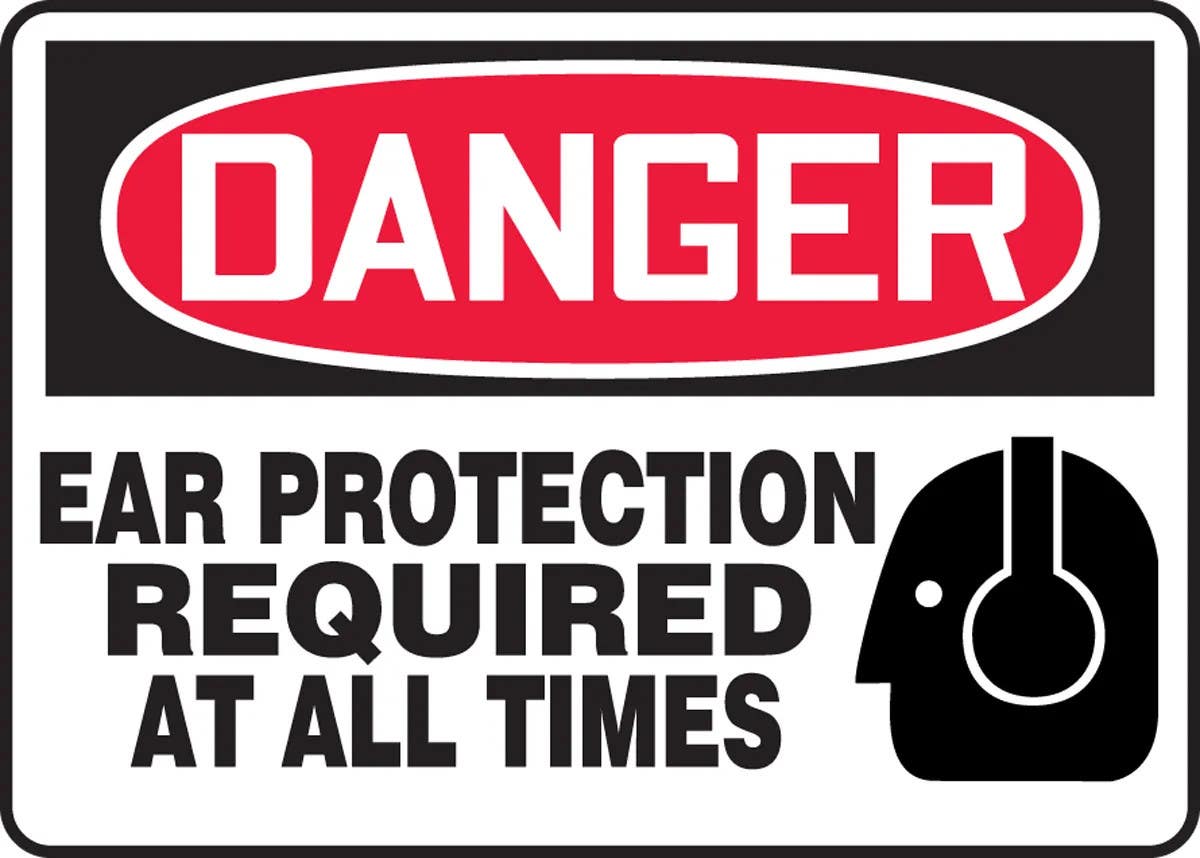 AccuformNMC MPPE106 OSHA Danger Safety Sign, Ear Protection Required, 10" H x 14" W