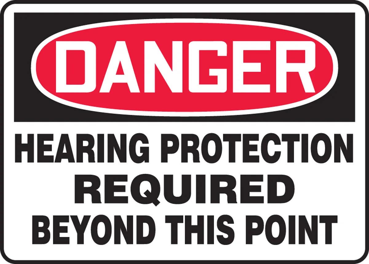 AccuformNMC MPPE109 OSHA Danger Safety Sign, Hearing Protection Required Beyond This Point, 10" H x 14" W