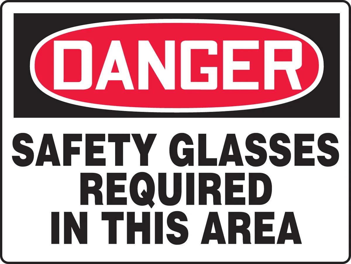 AccuformNMC MPPE110 OSHA Danger Safety Big Sign, Safety Glasses Required In This Area, 24" H x 36" W