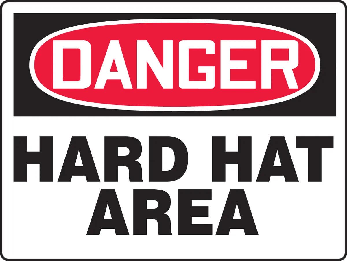 AccuformNMC MPPE116 OSHA Danger Safety Big Sign, Hard Hat Area, 24" H x 36" W