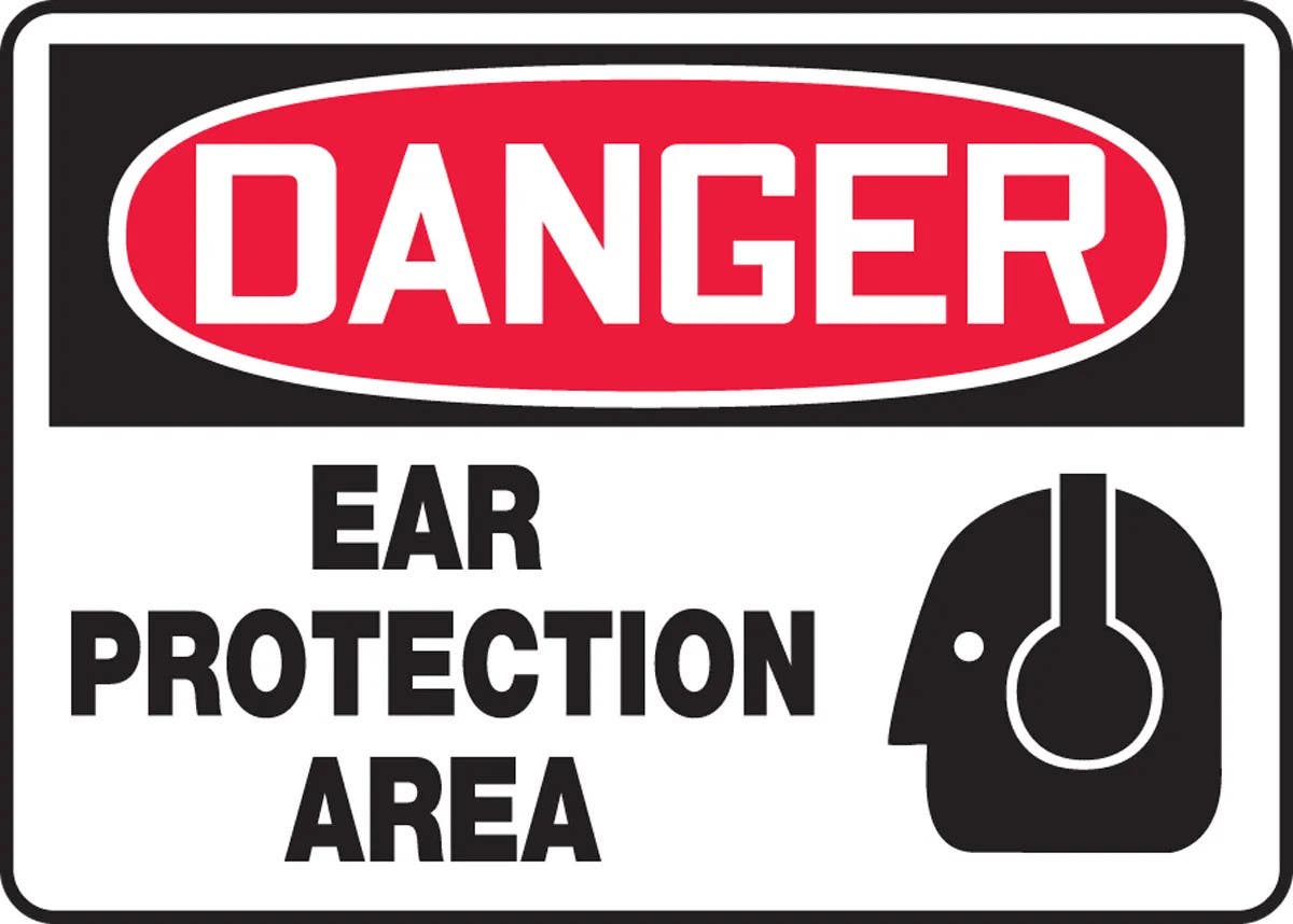 AccuformNMC MPPE130 OSHA Danger Safety Sign, Ear Protection Area, 10" H x 14" W